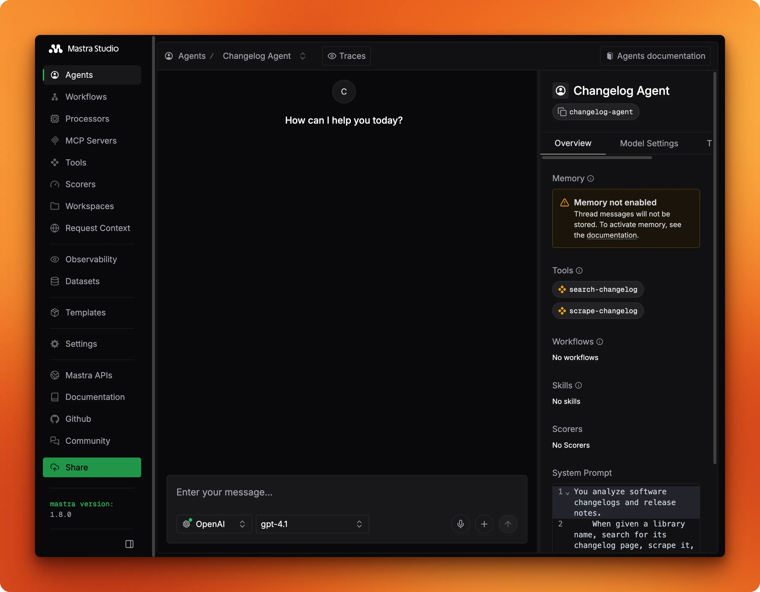 Mastra Studio : un studio TypeScript pour configurer agents, workflows, processors, MCP servers et observabilité