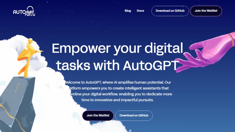 Screenshot der Startseite von AutoGPT im Mai 2026