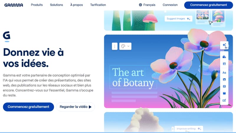 Screenshot of Gamma's homepage in May 2026