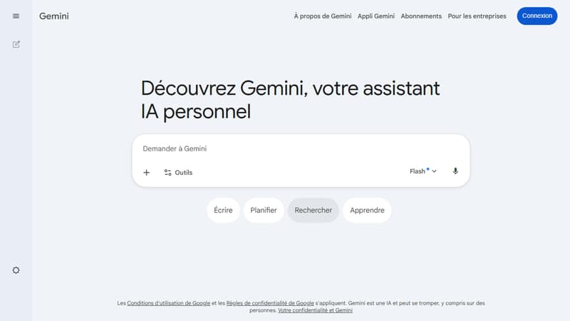 Capture de l'interface Gemini en mai 2026