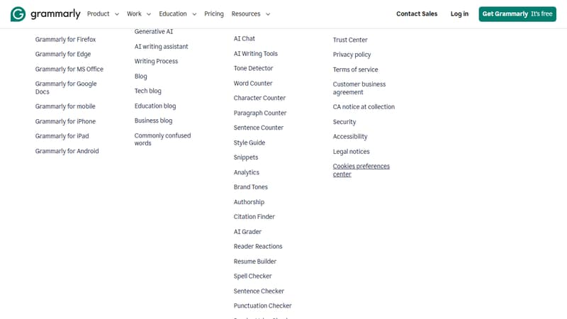Screenshot of Grammarly's homepage in May 2026