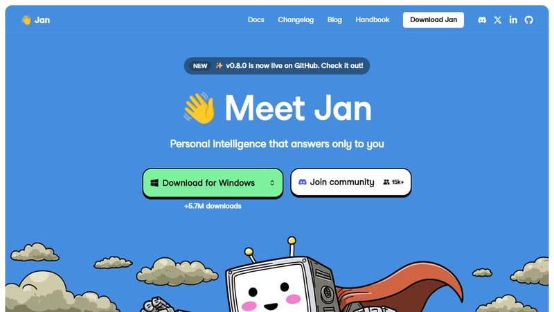 Screenshot der Startseite von Jan im Mai 2026