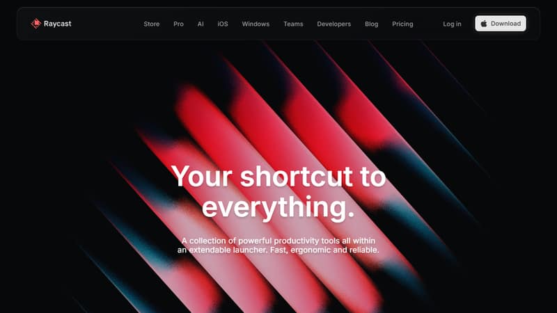 Screenshot of Raycast's homepage in May 2026