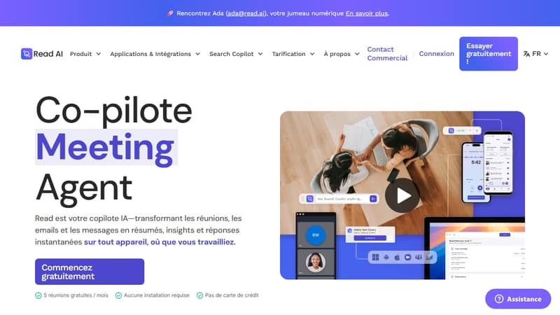 Screenshot der Startseite von Read AI im Mai 2026