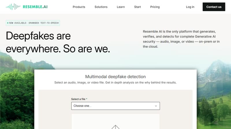 Screenshot der Resemble AI Startseite im Mai 2026