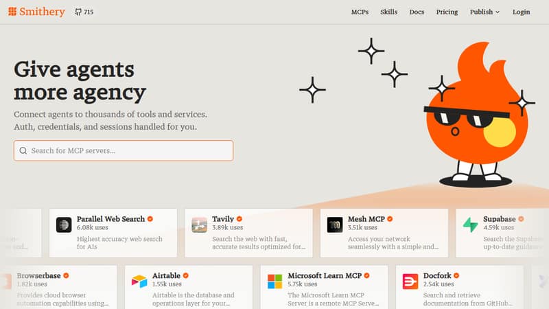 Screenshot of Smithery's homepage in May 2026