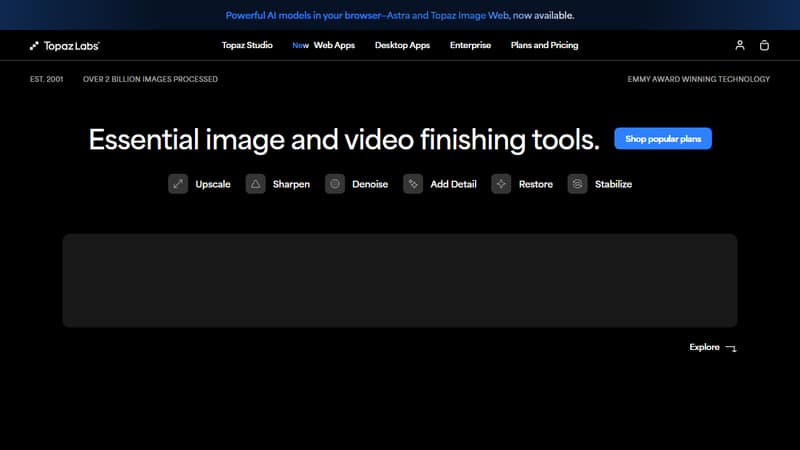 Screenshot der Topaz Photo AI-Startseite im Mai 2026